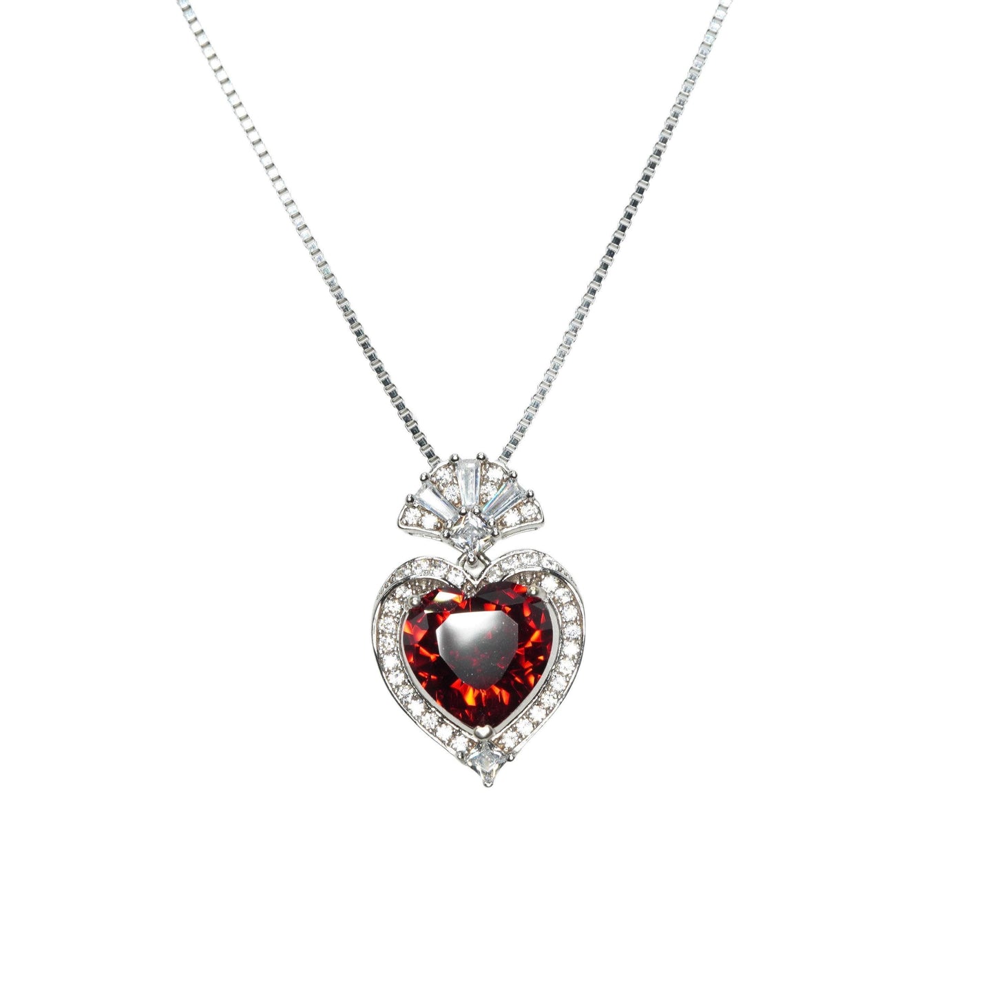 Spessartite Garnet Necklace - 9mm orange red heart Pendant - 18kgp @ Sterling Silver - chain - 3 ct Orange Garnet jewelry #607