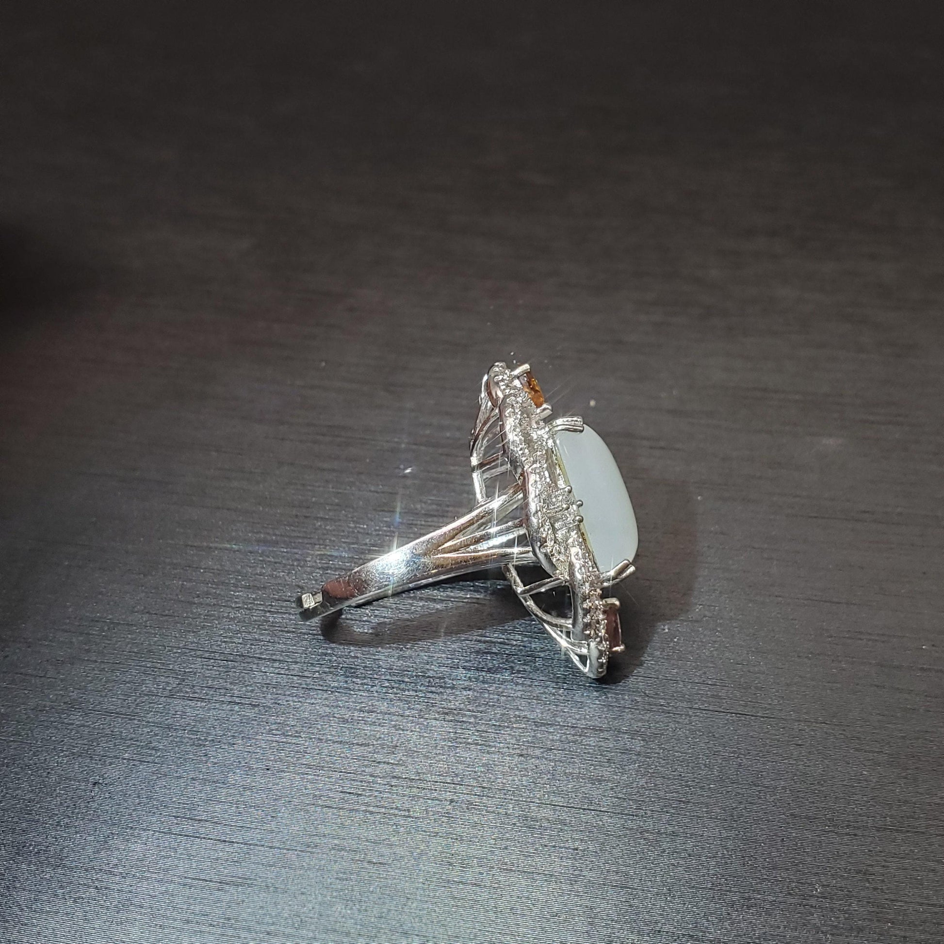 Genuine White Jade Ring Sterling Silver Jade Jewelry 1075