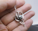 Genuine Black Pearl Necklace - Sterling Silver Leaf Single Pearl Jewelry #467