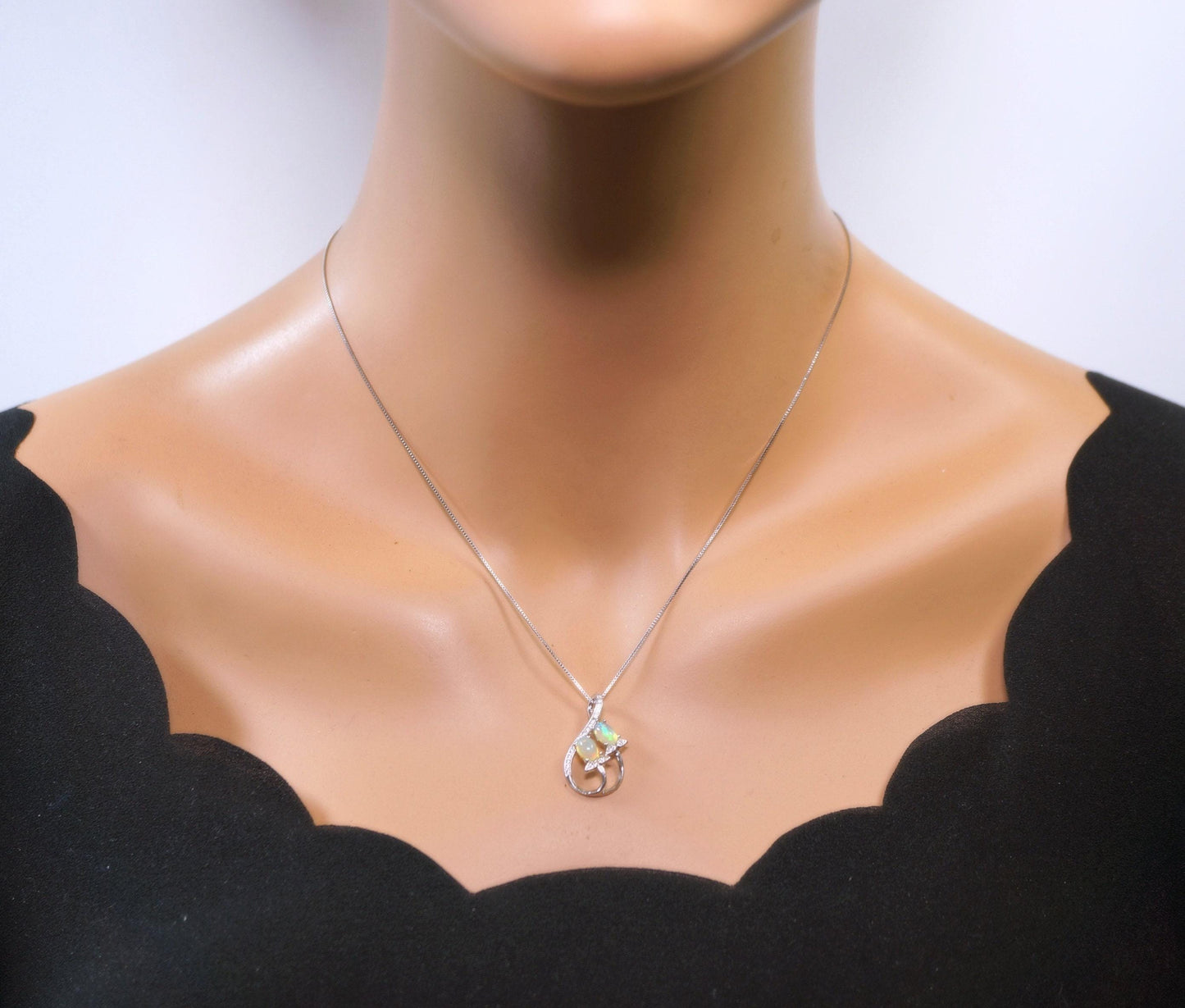 Genuine Ethiopian Fire Opal Necklace - Sterling Silver Leaf Dainty Opal October Birthstone Necklace #433