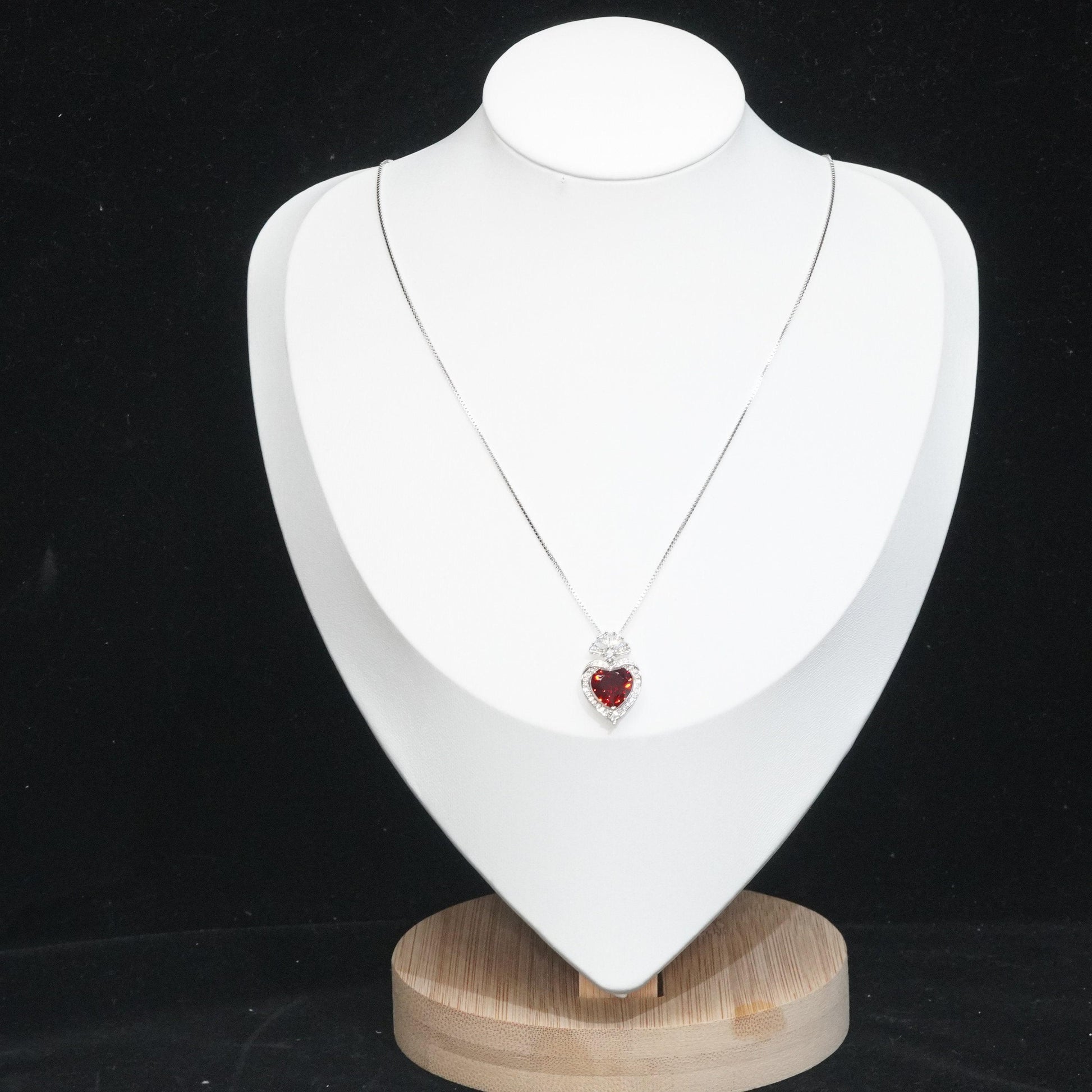 Spessartite Garnet Necklace - 9mm orange red heart Pendant - 18kgp @ Sterling Silver - chain - 3 ct Orange Garnet jewelry #607