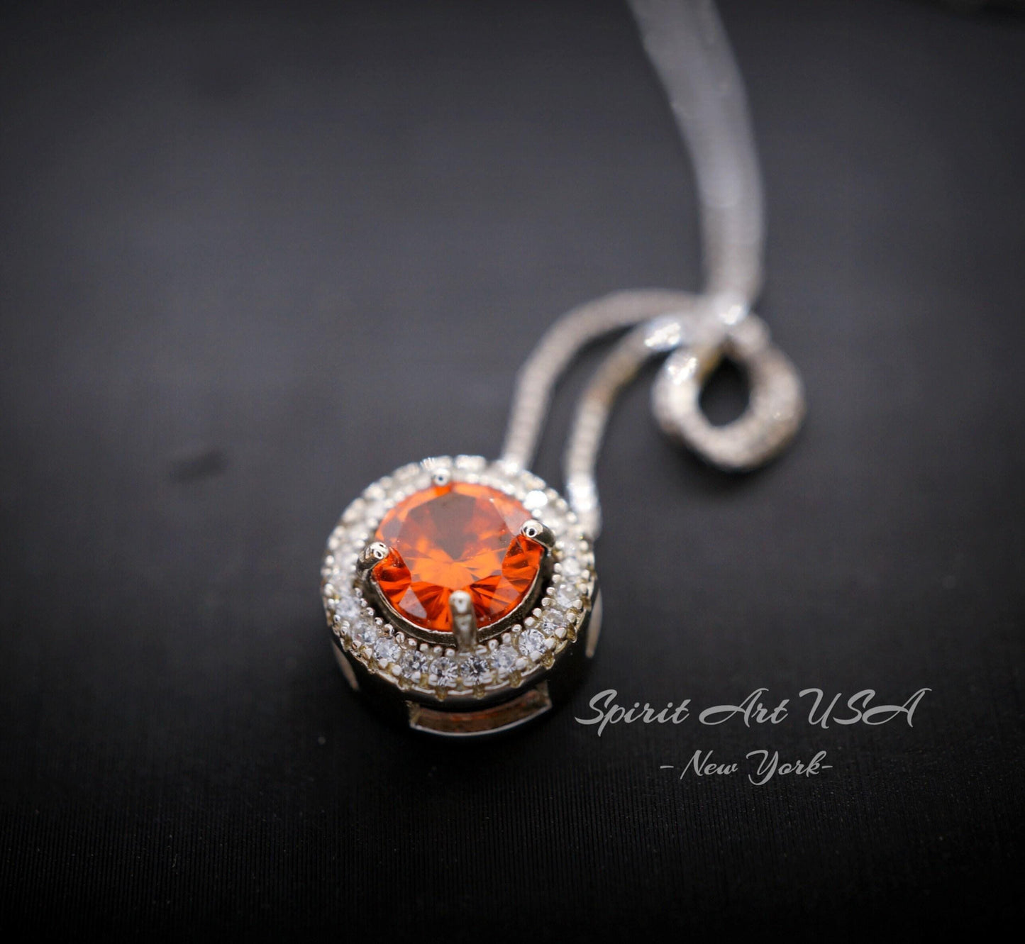 Tiny Round Sunstone Choker Necklace - Sterling Silver Circle Spessartite Garnet Jewelry - 18KGP Orange Gemstone Sunstone Pendant 039