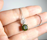 8mm 2ct Round Peridot Necklace - Sterling Silver Halo Lab Created Peridot Pendant - Halo Green August Birthstone Jewelry 087