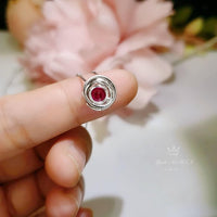 Tiny Red Ruby Necklace Sterling Silver - July Birthstone Mini Round Ruby Choker - 925 Minimalist Box Chain Luck Circle Gemstone Pendant 042