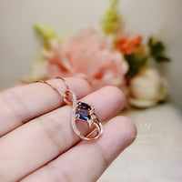 Rose Gold Leaf Tanzanite Necklace - Sterling Silver Leaf Double Stone December Birthstone Tiny Deliciated Tanzanite Pendant #393