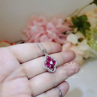 Ruby Necklace - Four Leaf Clover Red Ruby Pendant - 18KGP @ Sterling Silver - July Birthstone - Four leaf Clover Jewelry #131