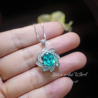 Green Paraiba Tourmaline Necklace 18kGP Sterling Silver Diamond Milky Way Necklace - Spiral Galaxy Energy Vortexes Windmill Pendant 3CT #881