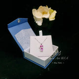 Cat Pink Tourmaline Necklace, Kitty Cat Pendant Gemstone White Gold Plated Sterling Silver Pets Lover Jewelry #213