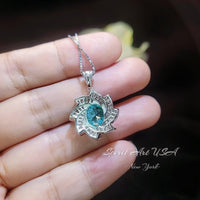 Green Paraiba Tourmaline Necklace 18kGP Sterling Silver Diamond Milky Way Necklace - Spiral Galaxy Energy Vortexes Windmill Pendant 3CT #881