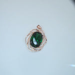 Large emerald Necklace - 18KRose gold @ Sterling Silver - Large Oval Green Emerald Pendant - Heart Chakra Healing #1019
