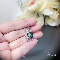 Natural Green Malachite Phoenix Necklace White Gold plated Sterling Silver Bird Pendant #559
