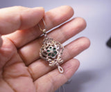 Malachite Necklace 925 Sterling Silver High Quality - Natural Green Malachite Pendant - Silver Flower Tassel Malachite Jewelry #501
