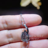 Classic Simple Aquamarine Necklace - 18KGP& Sterling Silver - Teardrop Blue Aquamarine Pendant - March Birthstone - Pear 3.5 CT Large #680