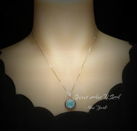 Large Paraiba Necklace - 18KGP @ Sterling Silver - Sunflower Style - 5 ct Blue Paraiba Tourmaline Pendant #406