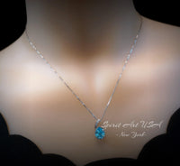 Classic Simple Aquamarine Necklace - 18KGP& Sterling Silver - Teardrop Blue Aquamarine Pendant - March Birthstone - Pear 3.5 CT Large #680