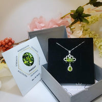 Natural Green Peridot Necklace - Gemstone Phoenix Peacock Genuine Peridot Pendant -18kgp sterling silver #617