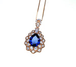 Teardrop Tanzanite Necklace Rose Gold Sterling Silver 3CT Blue Tanzanite Pendant December Birthstone - Layered Lily Flower #751