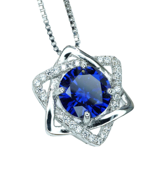 Tanzanite Necklace - Sterling Silver David Star Necklace - December Birthstone - Dainty Tanzanite Pendant #483