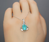 Blue Paraiba Necklace - Sterling Silver - Paraiba Tourmaline Jewelry - White Gold Blue Gemstone Pendant - Simple 18KGP Jewelry #010
