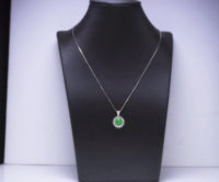 8 mm Green Jade Necklace Sterling Silver Princess Diana Style Sunflower Star Green Jade Pendant #248