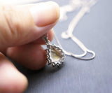 Citrine Necklace - Solitaire Yellow Gemstone 925 sterling silver teardrop pear Natural Citrine pendant #358