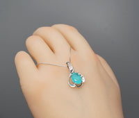 Blue Paraiba Necklace - Sterling Silver - Paraiba Tourmaline Jewelry - White Gold Blue Gemstone Pendant - Simple 18KGP Jewelry #010
