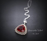 Large Red Ruby Necklace - Trillion Cut Sterling Silver 8 ct July Birthstone Red Ruby Jewelry #638