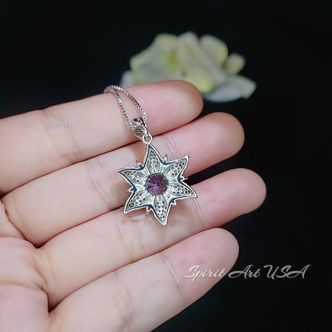 Gemstone Star Mystic Topaz Necklace - 18KGP Sterling Silver - 6 Point Star Pendant - 2CT Hexagram Art Deco Rainbow Topaz Jewelry #816