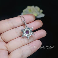 Gemstone Star Mystic Topaz Necklace - 18KGP Sterling Silver - 6 Point Star Pendant - 2CT Hexagram Art Deco Rainbow Topaz Jewelry #816