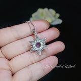 Gemstone Star Mystic Topaz Necklace - 18KGP Sterling Silver - 6 Point Star Pendant - 2CT Hexagram Art Deco Rainbow Topaz Jewelry #816