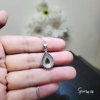 Genuine Green Peridot Necklace -925 Sterling Silver Green Peridot Olivine Necklace - Teardrop August Birthstone Sim Gemstone Pendant #949