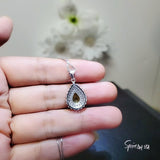 Genuine Green Peridot Necklace -925 Sterling Silver Green Peridot Olivine Necklace - Teardrop August Birthstone Sim Gemstone Pendant #949