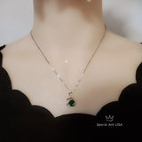 8mm Emerald Necklace - 18KGP Sterling Silver - Swan Pendant - May Birthstone Luxury Simple Emerald Jewelry - Swan Necklace 1072