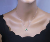 8 mm Green Jade Necklace Sterling Silver Princess Diana Style Sunflower Star Green Jade Pendant #248