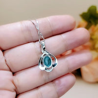 Blue Paraiba Necklace - Sterling Silver - Paraiba Tourmaline Jewelry - White Gold Blue Gemstone Pendant - Simple 18KGP Jewelry #010