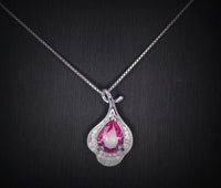Dainty Pink Tourmaline Necklace Sterling Silver Leaf Pink Gemstone Jewelry #379