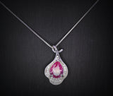 Dainty Pink Tourmaline Necklace Sterling Silver Leaf Pink Gemstone Jewelry #379