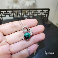 Genuine Malachite Necklace , Sterling Silver Butterfly Pendant, Sim Gemstone White Gold Plated Natural Green Malachite Jewelry #388