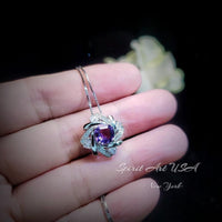 Genuine Amethyst Necklace - Tiny Square Scissor Cut Natural Amethyst Pendant - 18KGP @ Sterling Silver - February Birthstone #416