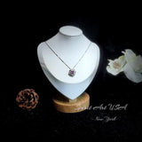 Genuine Amethyst Necklace - Tiny Square Scissor Cut Natural Amethyst Pendant - 18KGP @ Sterling Silver - February Birthstone #416