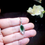 Marquise Style Emerald Necklace - 18kgp @ Sterling Silver - Large Emerald pendant Green Horse eye jewelry #959