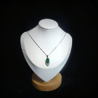 Marquise Style Emerald Necklace - 18kgp @ Sterling Silver - Large Emerald pendant Green Horse eye jewelry #959