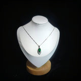 Marquise Style Emerald Necklace - 18kgp @ Sterling Silver - Large Emerald pendant Green Horse eye jewelry #959