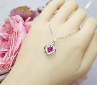 Blue Sapphire Pendant Sterling Silver Gemstone Flower OF Life Ruby Necklace - Birthstone Pink Sapphire Sunstone garnet Citrine Jewelry 192
