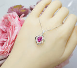 Blue Sapphire Pendant Sterling Silver Gemstone Flower OF Life Ruby Necklace - Birthstone Pink Sapphire Sunstone garnet Citrine Jewelry 192