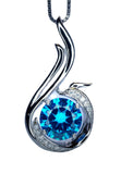 8mm Blue Topaz Necklace - 18KGP @ Sterling silver - 2 CT Swiss Blue Phoenix Style Topaz Pendant #694