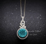 4 CT Blue Paraiba Tourmaline Necklace - 18KGP Sterling Silver - Gemstone Flower Petal - Unique Design Paraiba Pendant #179