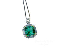 Gemstone Square Emerald Necklace - 18kgp @ Sterling Silver - Dainty Green Emerald Jewelry - May Birthstone #305