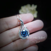 8mm Blue Topaz Necklace - 18KGP @ Sterling silver - 2 CT Swiss Blue Phoenix Style Topaz Pendant #694