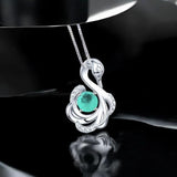 Paraiba Necklace Sterling Silver Swan Penant - White Gold @ Sterling silver Adjustable chain #1010